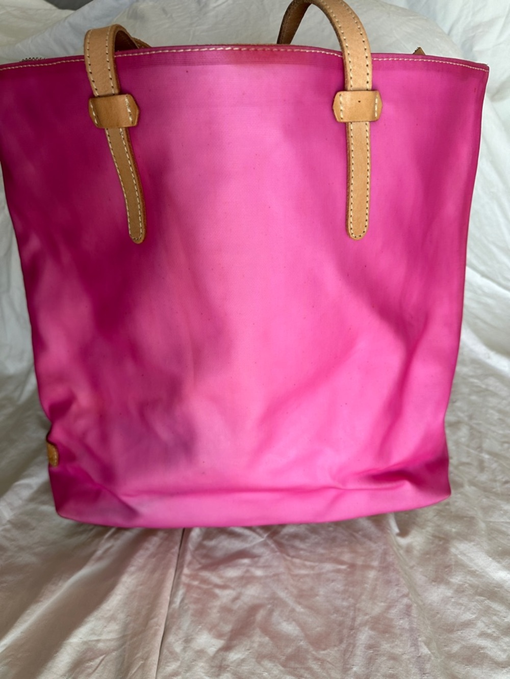 Consuela Hot Pink Tote with Tan Leather Handles
